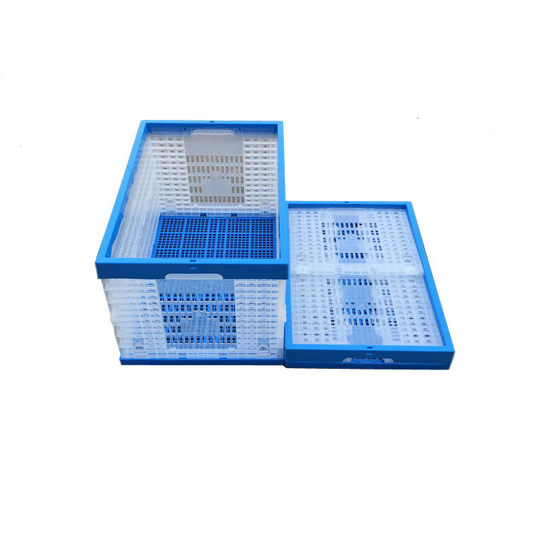 折叠式塑料筐透明色600-340生鲜蔬菜配送折叠框透明料塑料折叠筐