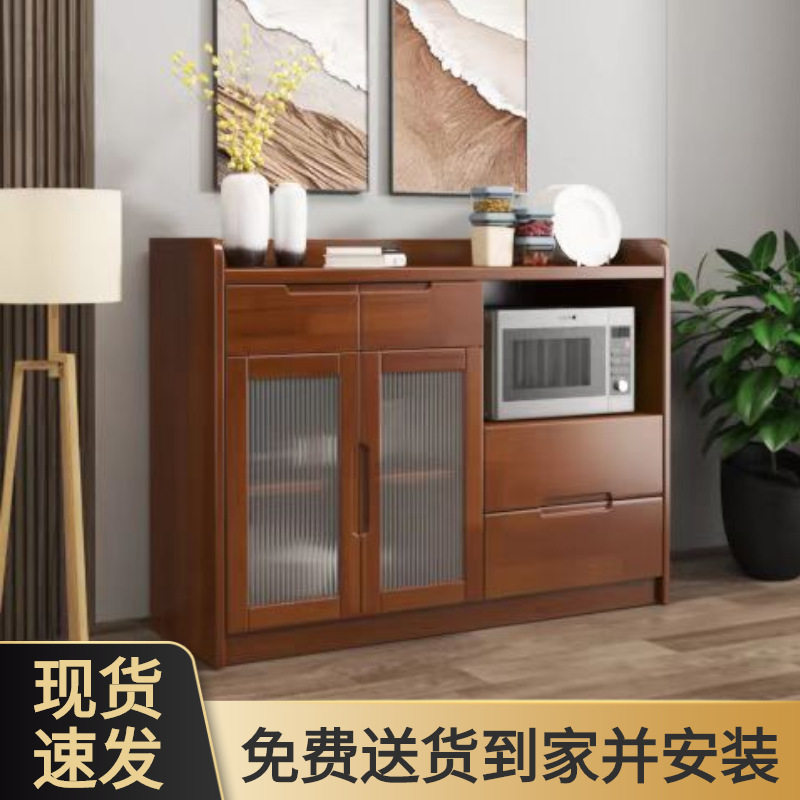 中式实木餐边柜家用客厅餐厅现代简约茶水柜多功能厨柜新款储物柜