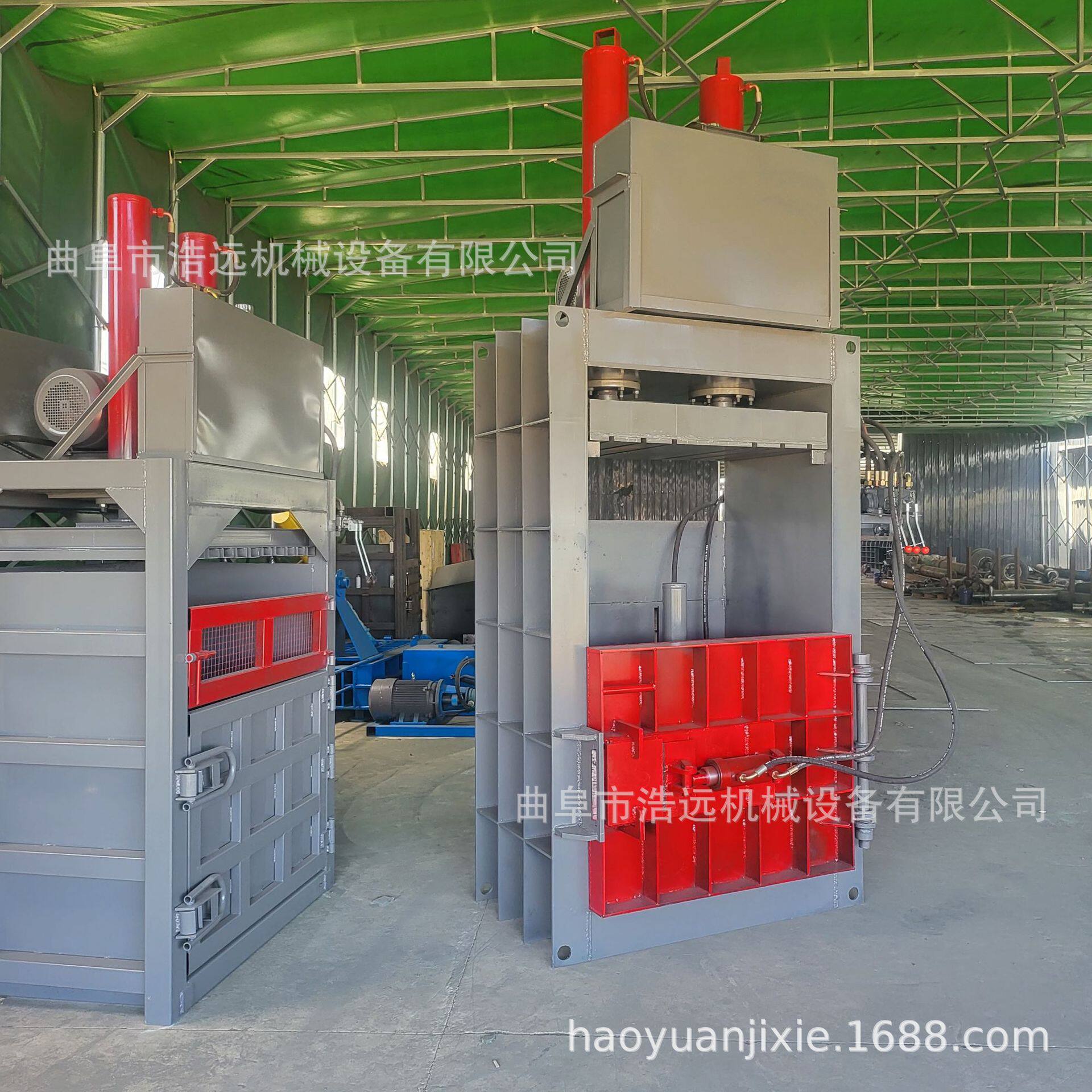 纸箱废纸半自动液压打包机金属物料120吨卧式压块机打包机图片