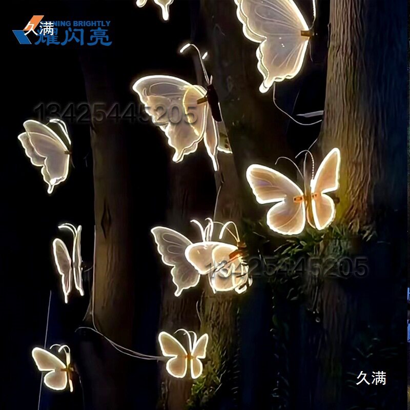 会动态蝴蝶户外婚庆发光太阳能路引动亮化摆件灯坪蝴蝶装饰其他无