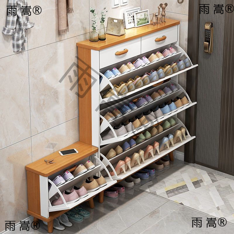 超薄款小鞋柜窄款门口可坐家用进翻斗玄关柜收纳神器省空间实木腿图片