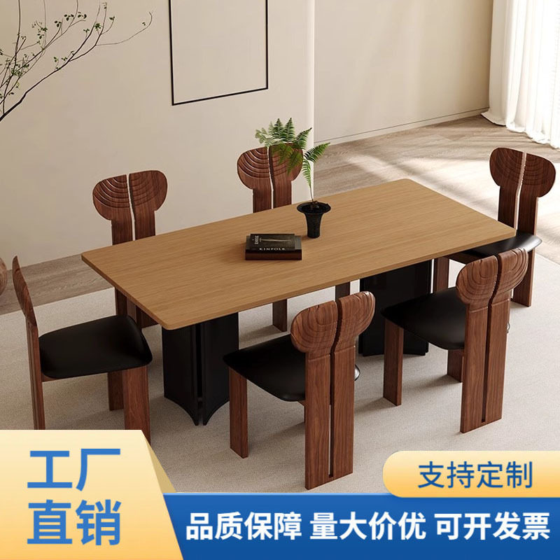 中古风实木餐椅复古雕刻靠背椅大户型设计师新中式无扶手休闲椅子