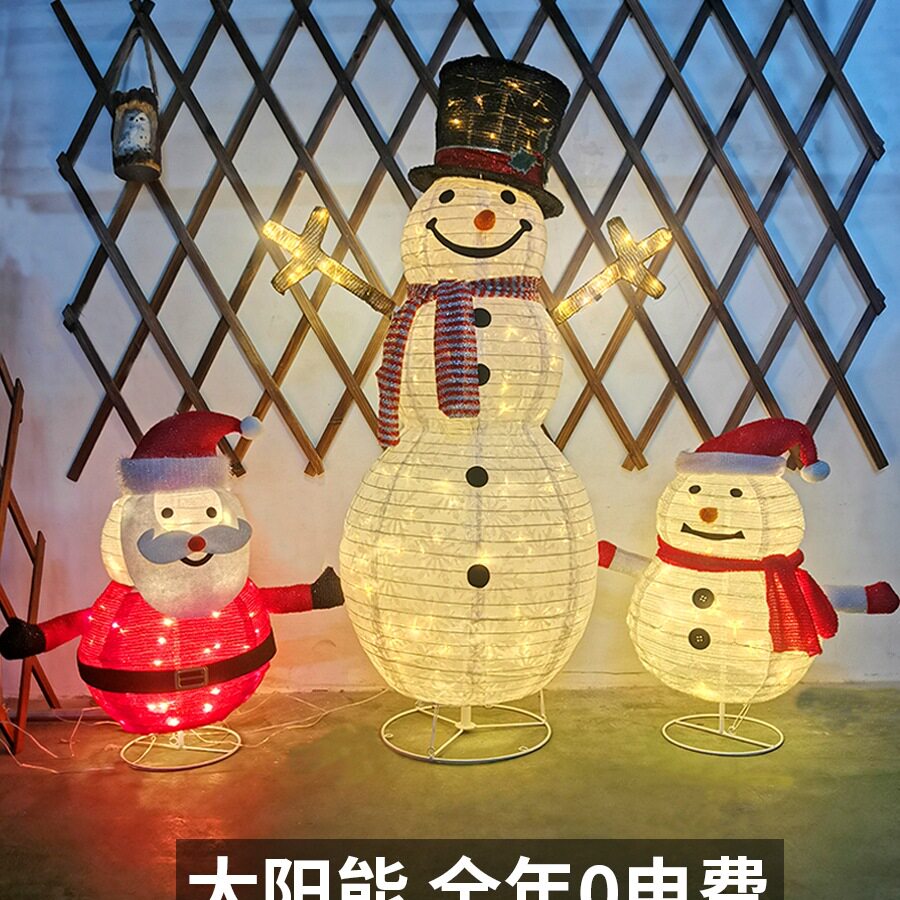 太阳能圣诞雪人老人彩灯