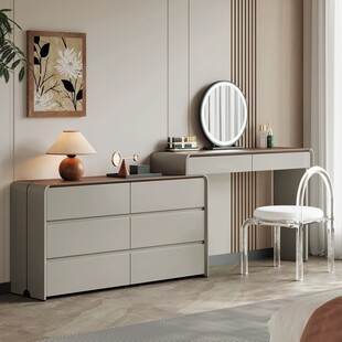 实木梳妆台收纳斗柜一体轻奢高级感主卧室简约现代2025新款化妆桌