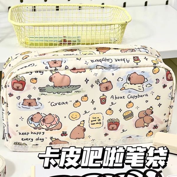 可爱颜值小子卡皮书笔袋高巴简约红折叠大容量学生收纳袋拉同款