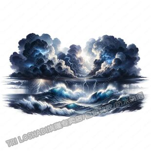 电闪交加雷风暴雨云朵贴画车身划痕遮挡贴纸墙面门窗创意个性贴画