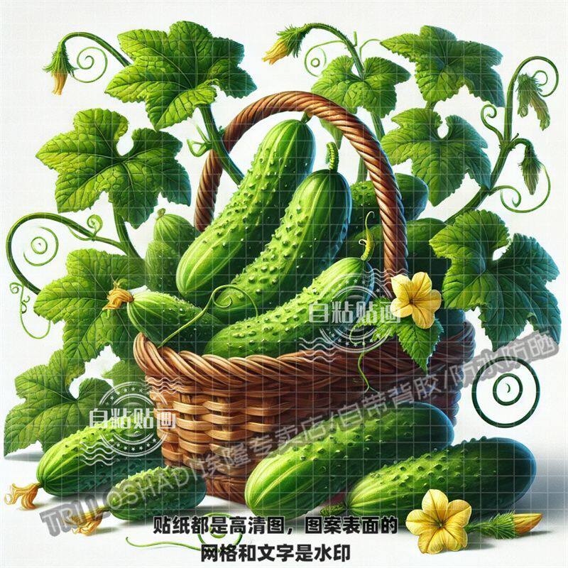 田园风黄瓜贴纸厨房冰箱蔬菜水果黄瓜篮子专用贴纸墙面门窗贴花纸