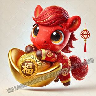 马年大吉福气满满自粘贴纸客厅卧室双开门招财进宝好运贴画汽车贴