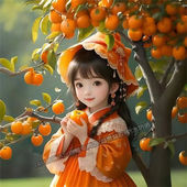 柿柿如意治愈系女孩卧室客厅装 饰高清海报贴画车身划痕遮挡贴画纸