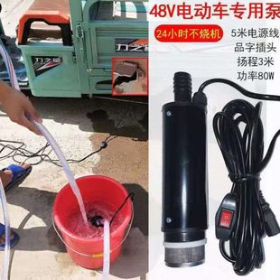 12抽24v柴油泵60油抽水吸自v油加油枪子潜水泵加48v电动抽油泵伏