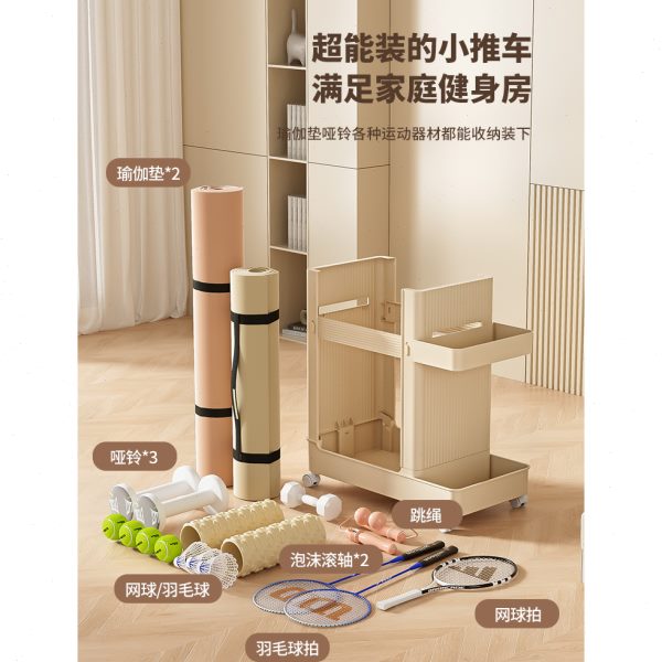 可移动置物架健身运动带瑜伽垫器材轮家用哑铃神器收纳筐整理工具