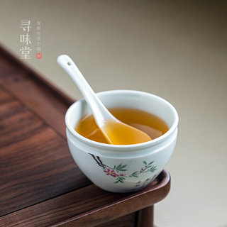 雅趣影青品茶碗审评碗｜陶瓷茶匙茶勺功夫茶具茶道斗茶用品小杯洗