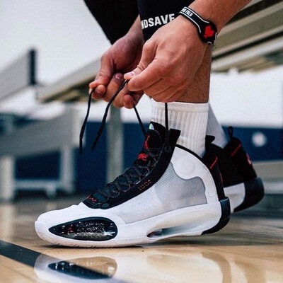 Air Jordan 34 防滑耐磨缓震舒适透气实战 黑白篮球鞋 BQ3381-100