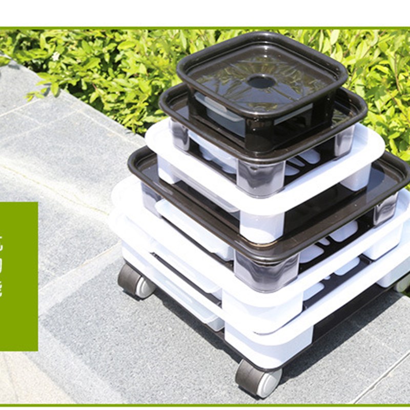 万向轮带排水槽 加厚PP树脂塑料 可移动花架花盆托盘韩版正方形