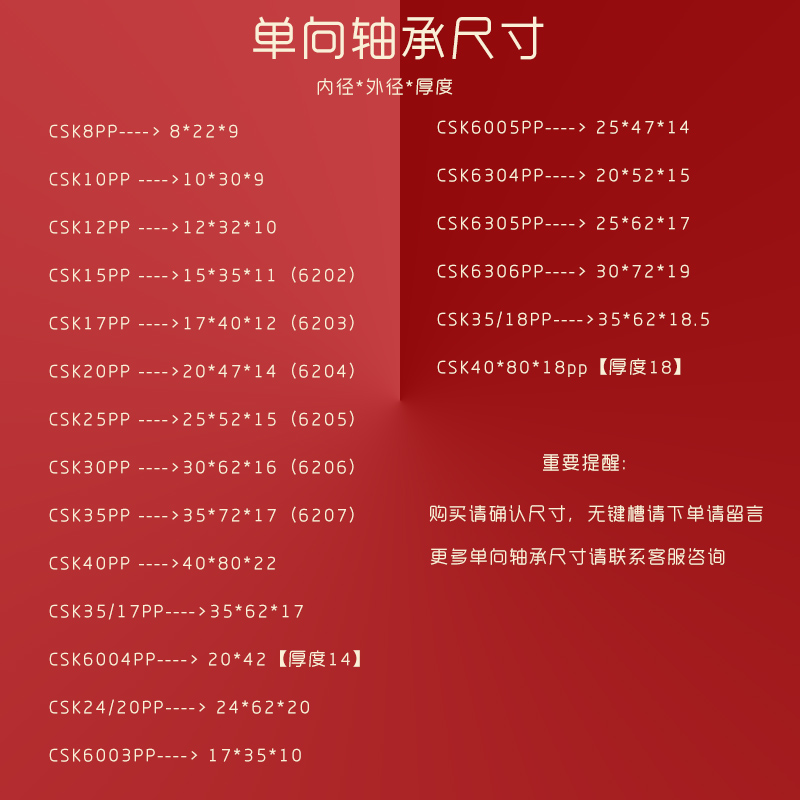 深沟球单向轴承csk8/10/12/15/17/20/25/30/35/40pp内外带槽轴承