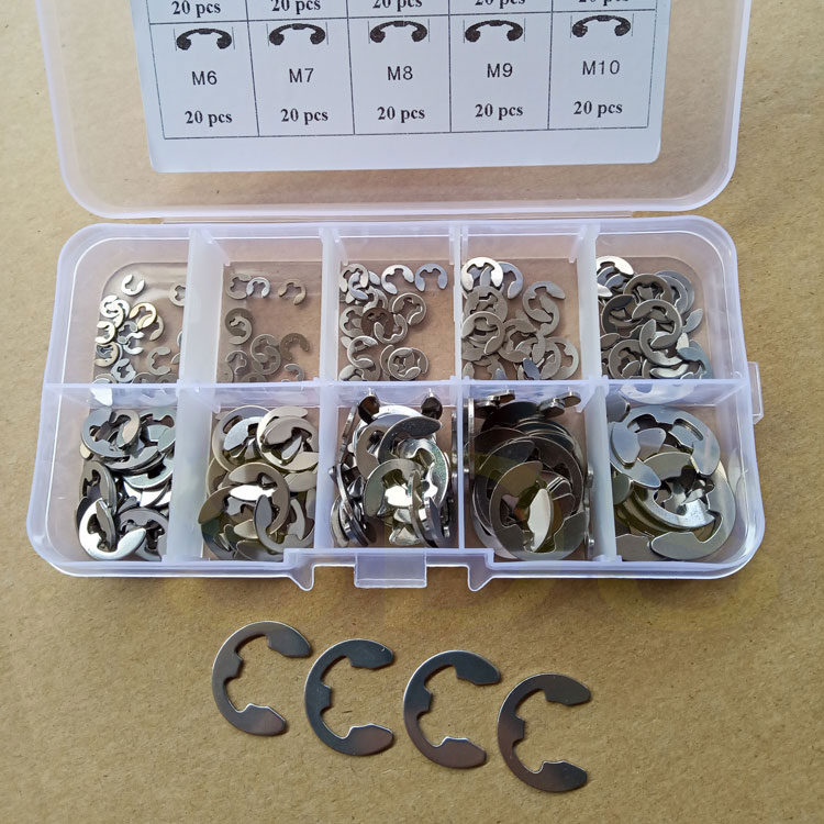 200pcs 304不锈钢E型卡簧开口挡圈M1.5-10mm