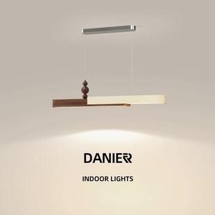 法式奶油风餐厅吊灯全光谱护眼创意极简一字长条灯中古餐桌吧台灯