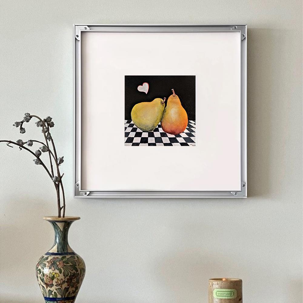 现代极简风客厅装饰画反装裱铝合金方形玄关挂画餐边柜书房壁画