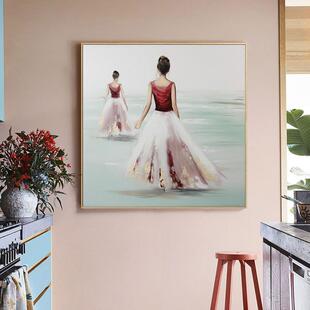 纯手绘人物背影油画沙发背景客厅卧室画玄关餐厅装饰画立体肌理