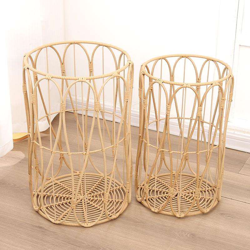 多用途收纳藤编茶几边桌民家用客厅沙发边几脏衣收纳篮床边置物架