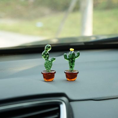 硝可爱绿植玻璃琉璃子植物汽车手工中控车内台迷你装饰品小摆件
