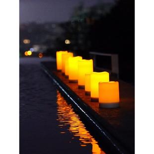 太阳能露营氛围蜡烛灯电子仿真火焰户外防水光感控制充电庭院饰灯