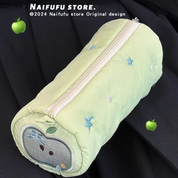 文具袋刺绣鱼板笔袋猫面青苹果粉色ins风猫星星高大容量绿色颜值