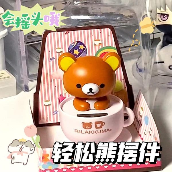 猫摇头头点可爱卡通小熊玩偶轻松熊装饰汽车饰品摆件kt太阳能创意