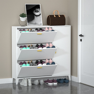 24CM超薄鞋柜钢制翻斗式鞋柜家用门口入户玄关收纳窄柜隐藏大容量