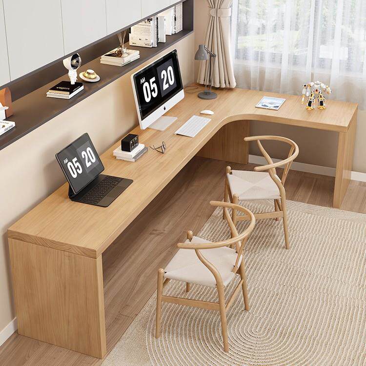 现代小户型实木转角长书桌学生家用拐角写字台卧室双人L型电脑桌