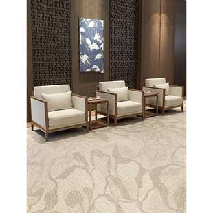 A8L新中式实木沙发会议室贵宾沙发茶几组合会客商务洽谈简约单人