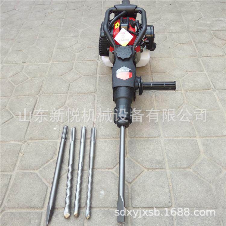 石头打眼破碎锤 手持式汽油冲击钻图片 大马力汽油冲击锤
