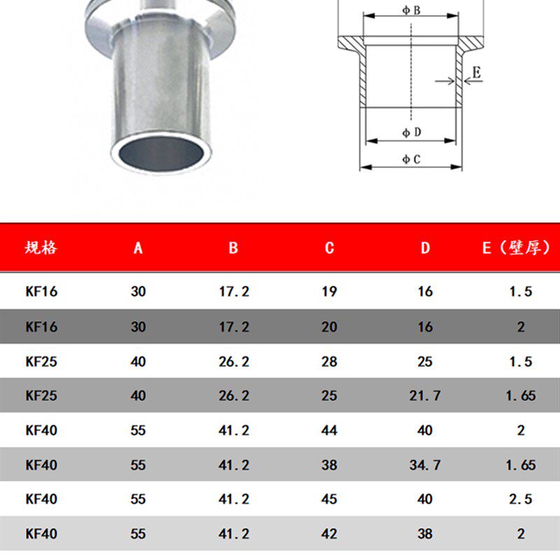 KF50高真空接头304不锈钢快装焊接法兰10卡盘16卡箍25卡扣40管件1