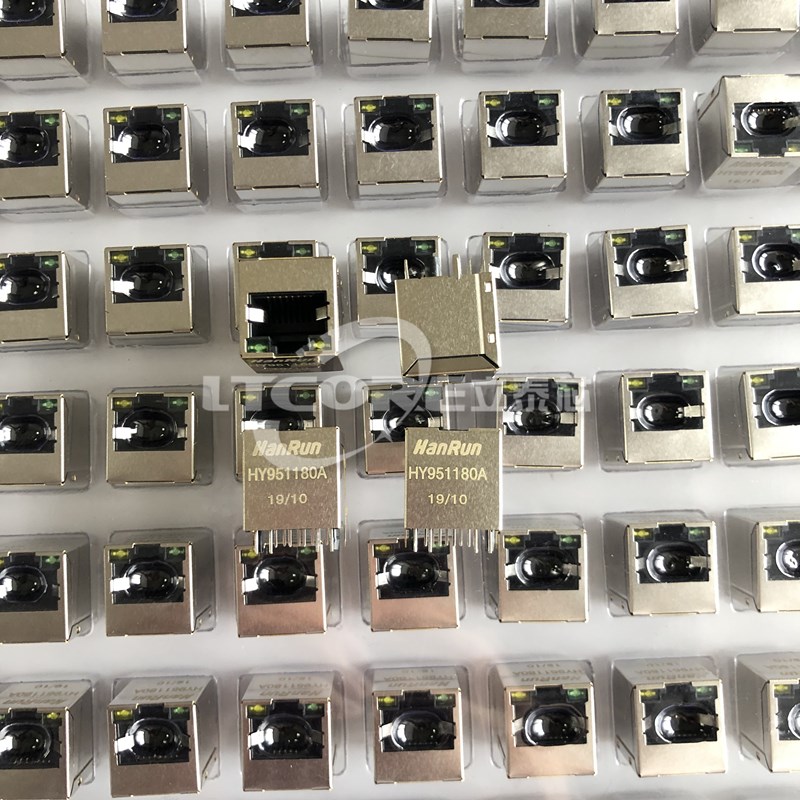 全新HY951180A立式 HR911105A RJ45网络变压器带灯网络滤波器现货