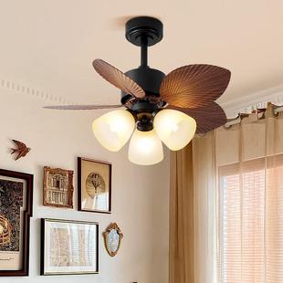 卧室风扇灯2025新款 ABS芭蕉叶扇叶简约客厅餐厅复古房间吊扇灯