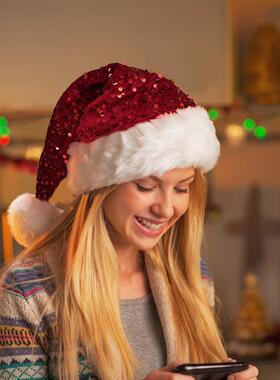 New Christmas Decor: Double - layer Sequin Atmosphere Hat