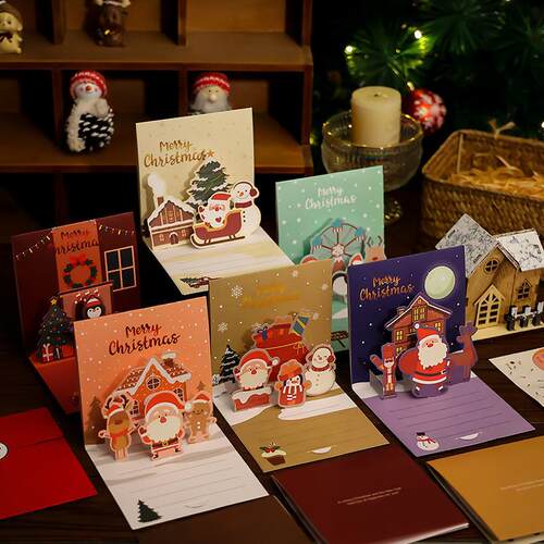 Christmas 3D Pop-Up Card DIY Blank Teacher Thanksgiving Gift