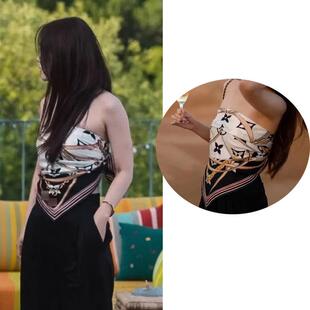 黑暗荣耀2李莎拉同款丝巾抹胸高级小吊带方巾胸巾抹胸肚兜金赫拉