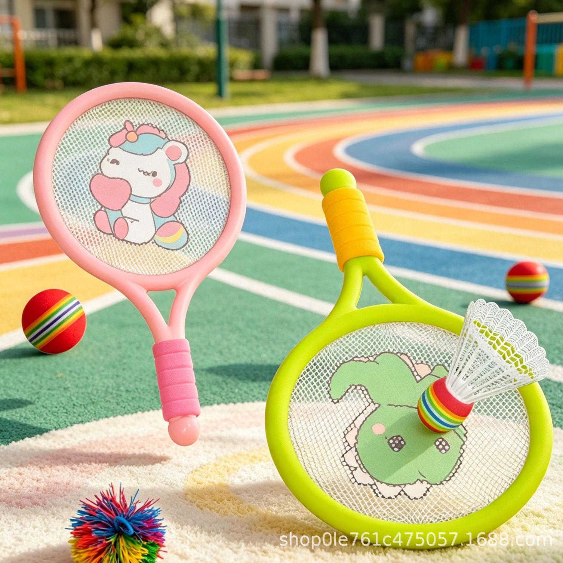 幼儿园羽毛球拍锻炼亲子互动运动网面室内三合一萌趣户外球拍玩具