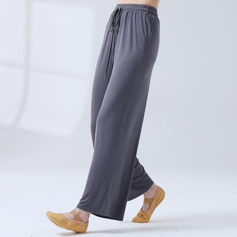 新款莫代尔阔腿裤高腰直筒垂感弹力现代舞练功裤古典舞蹈裤瑜伽裤