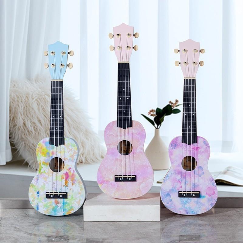尤克里里ukulele可弹奏乐器可爱小吉他礼物乌克丽丽涂鸦图案