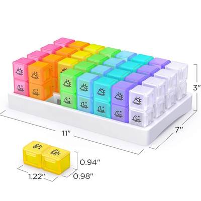 每天2次每月30天药片收纳盒 AMPM隔层便携式一个月药盒