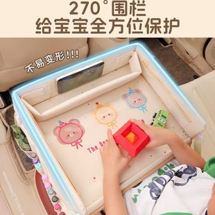小桌板防水吃饭桌汽车安全座椅娃娃托盘卡通车皮革宝宝餐盘画画