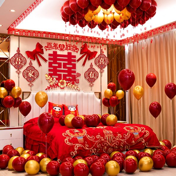 新婚婚房气球场景装饰卧室客厅出阁房间装扮结婚现场布置用品套餐