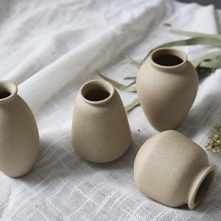 花瓶陶瓷花瓶摆件迷你陶罐客厅花盆插花陶烧色土种ins风