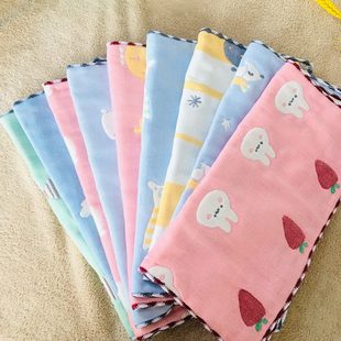 纯棉条卡通层洗脸纱布方巾小孩柔软家用幼儿园小毛巾可爱吸水56装
