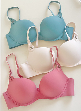 初高中学生内衣无钢圈纯色文胸罩女士舒适小胸双排扣厂家爆款代发