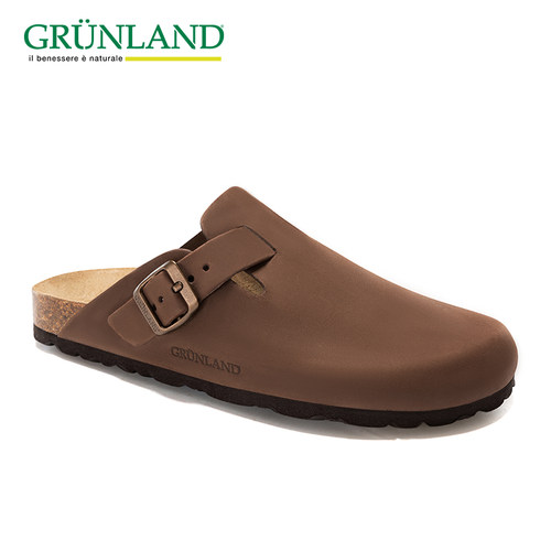 GRUNLAND真皮包头鞋单扣拖鞋休闲