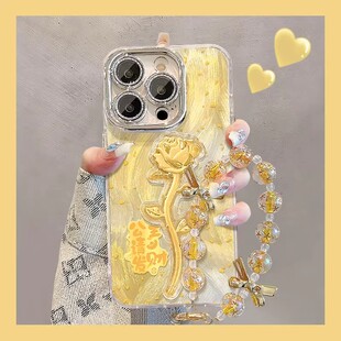 金属玫瑰链条适用苹果16promax手机壳华为nova13新款mate60简约pura70高级Reno12/findx8链条vivx200女荣耀90