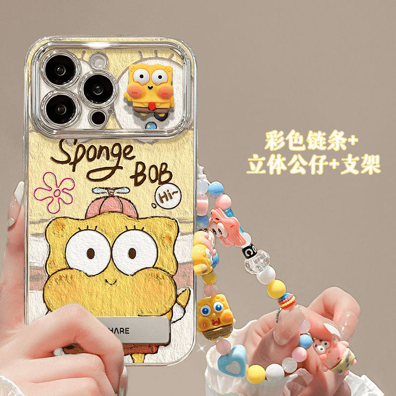 可爱海绵宝宝适用苹果15Promax手机壳华为mate60pro新款OPPOReno12动漫vivos19卡通小米14女全包pura70保护套